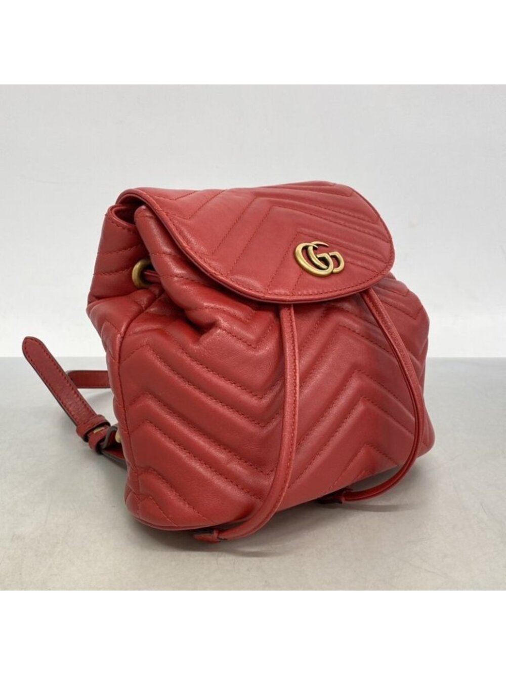 Gucci Backpack GG Marmont Leather Red Gold - Picture 2 of 10